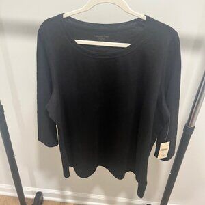 3/4 Sleeve All Black Top